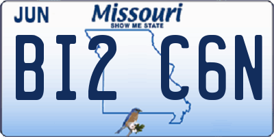 MO license plate BI2C6N