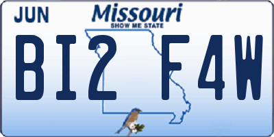 MO license plate BI2F4W
