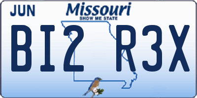 MO license plate BI2R3X