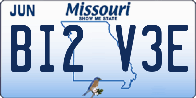 MO license plate BI2V3E