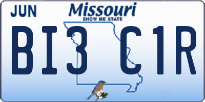 MO license plate BI3C1R
