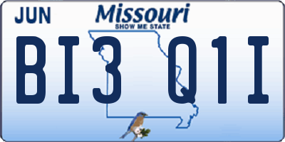 MO license plate BI3Q1I