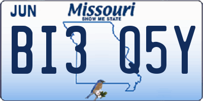 MO license plate BI3Q5Y