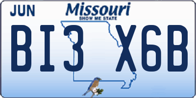 MO license plate BI3X6B
