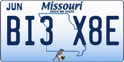 MO license plate BI3X8E