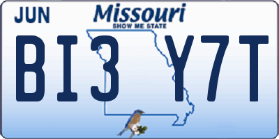 MO license plate BI3Y7T