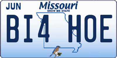 MO license plate BI4H0E