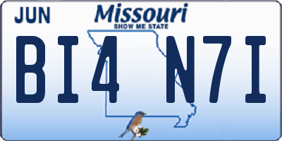 MO license plate BI4N7I