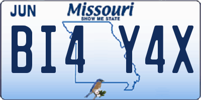 MO license plate BI4Y4X