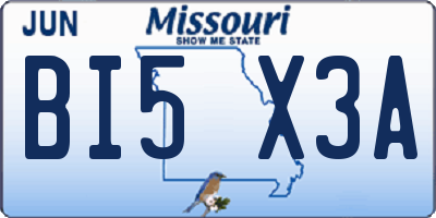 MO license plate BI5X3A