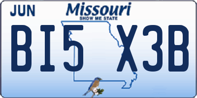 MO license plate BI5X3B