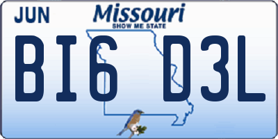 MO license plate BI6D3L