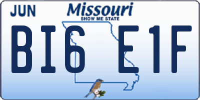 MO license plate BI6E1F