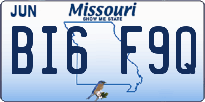MO license plate BI6F9Q