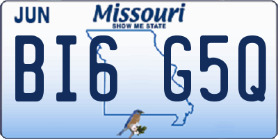 MO license plate BI6G5Q