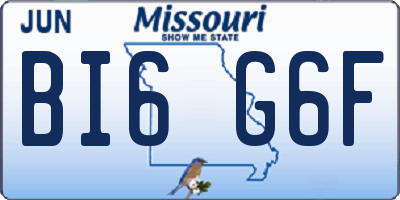 MO license plate BI6G6F