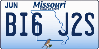 MO license plate BI6J2S