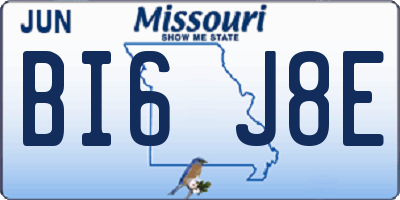MO license plate BI6J8E