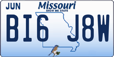 MO license plate BI6J8W
