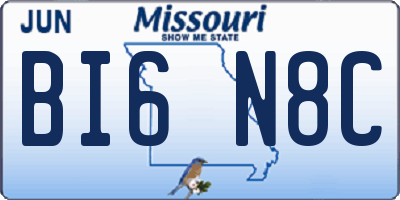 MO license plate BI6N8C