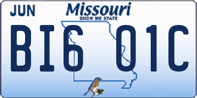 MO license plate BI6O1C