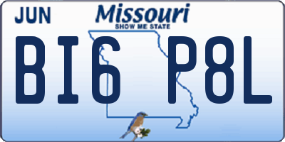 MO license plate BI6P8L
