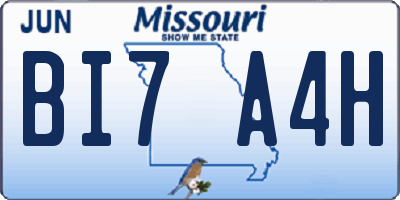 MO license plate BI7A4H