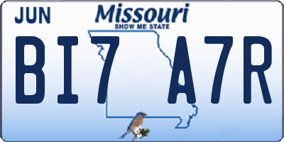 MO license plate BI7A7R