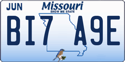 MO license plate BI7A9E