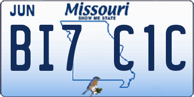 MO license plate BI7C1C