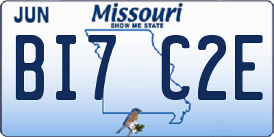 MO license plate BI7C2E