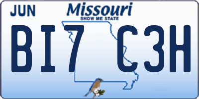 MO license plate BI7C3H