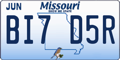 MO license plate BI7D5R