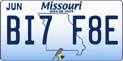 MO license plate BI7F8E