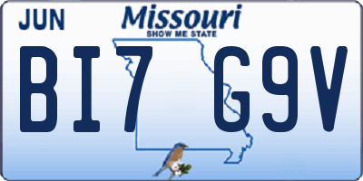 MO license plate BI7G9V