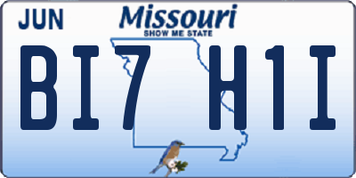 MO license plate BI7H1I