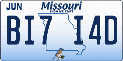 MO license plate BI7I4D