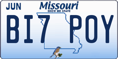 MO license plate BI7P0Y
