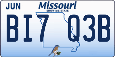 MO license plate BI7Q3B