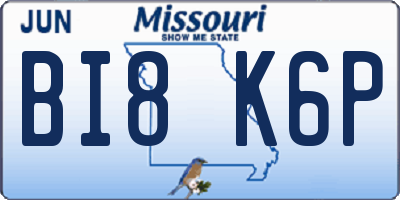 MO license plate BI8K6P