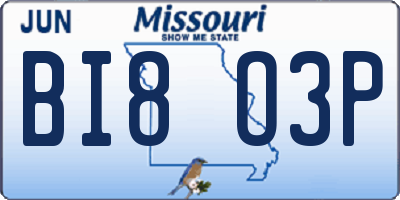 MO license plate BI8O3P