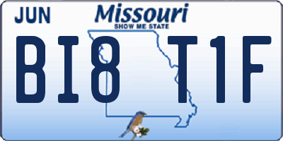 MO license plate BI8T1F