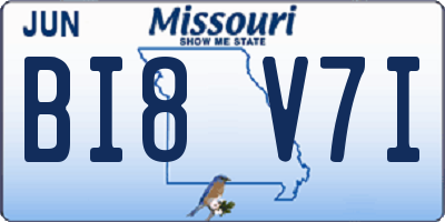 MO license plate BI8V7I