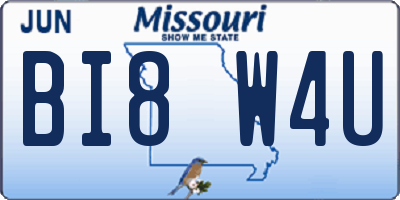 MO license plate BI8W4U