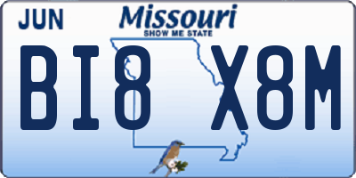 MO license plate BI8X8M