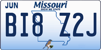 MO license plate BI8Z2J