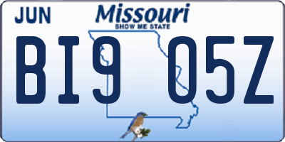 MO license plate BI9O5Z