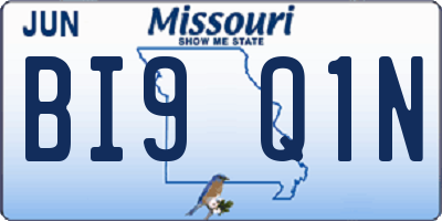 MO license plate BI9Q1N