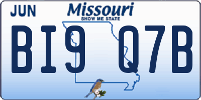 MO license plate BI9Q7B