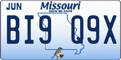 MO license plate BI9Q9X